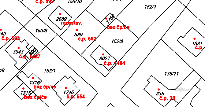 Neratovice 1484 na parcele st. 3027 v KÚ Neratovice, Katastrální mapa