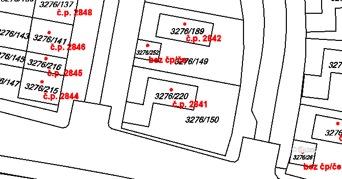 Louny 2841 na parcele st. 3276/220 v KÚ Louny, Katastrální mapa