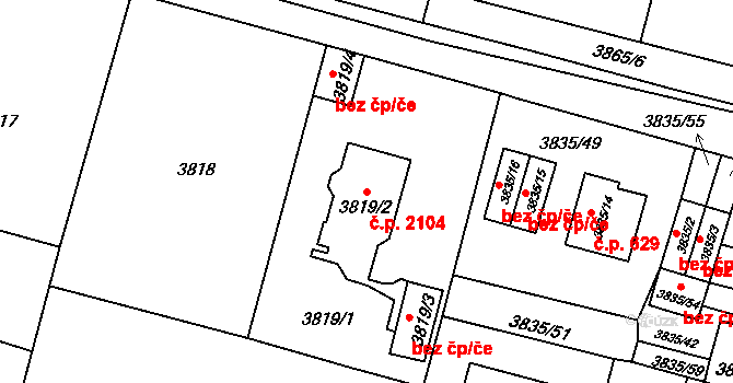 Předměstí 2104, Litoměřice na parcele st. 3819/2 v KÚ Litoměřice, Katastrální mapa