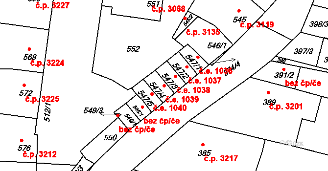 Boršov 1039, Kyjov na parcele st. 547/4 v KÚ Boršov u Kyjova, Katastrální mapa