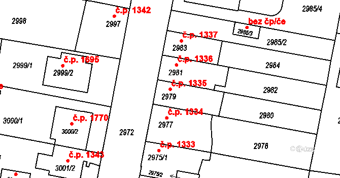 České Budějovice 7 1335, České Budějovice na parcele st. 2979 v KÚ České Budějovice 7, Katastrální mapa