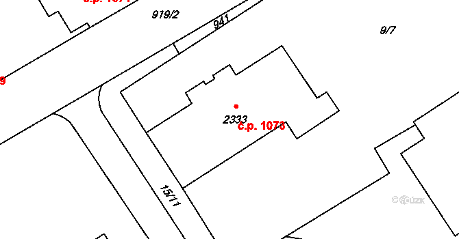 Přívoz 1073, Ostrava na parcele st. 2333 v KÚ Přívoz, Katastrální mapa