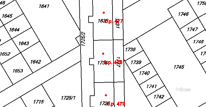 Hrušov 478, Ostrava na parcele st. 1736 v KÚ Hrušov, Katastrální mapa