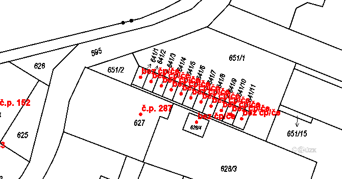 Háj ve Slezsku 38065266 na parcele st. 641/4 v KÚ Chabičov ve Slezsku, Katastrální mapa