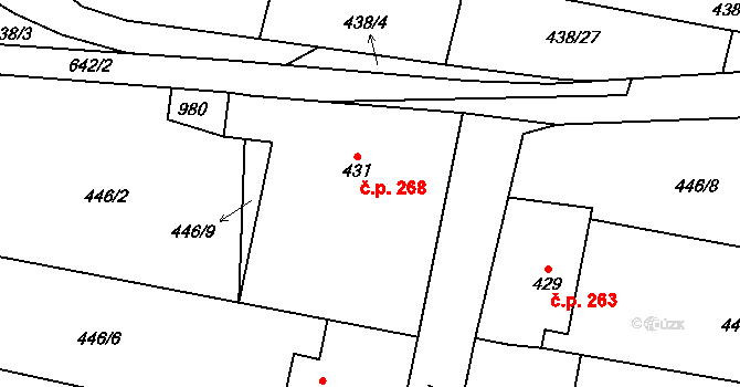 Velká Hleďsebe 268 na parcele st. 431 v KÚ Velká Hleďsebe, Katastrální mapa