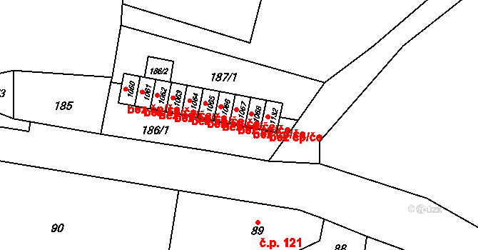 Chvaleč 38997266 na parcele st. 1067 v KÚ Chvaleč, Katastrální mapa