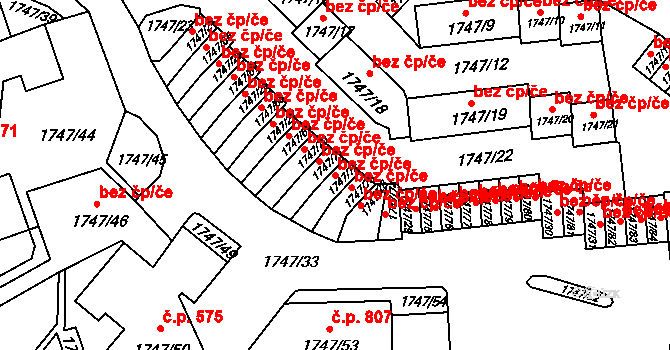 Liberec 40836266 na parcele st. 1747/72 v KÚ Starý Harcov, Katastrální mapa