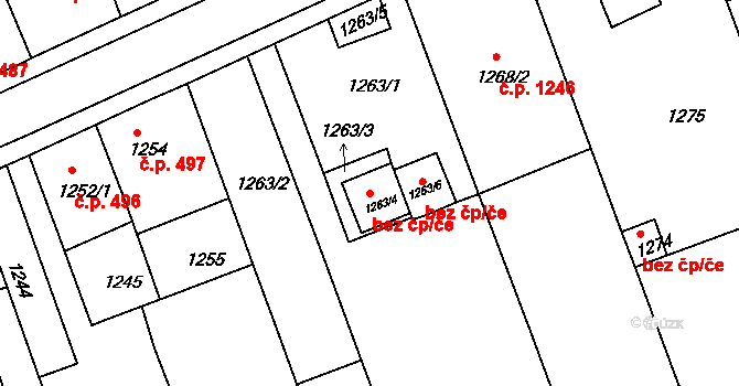 Holešov 41050266 na parcele st. 1263/4 v KÚ Holešov, Katastrální mapa