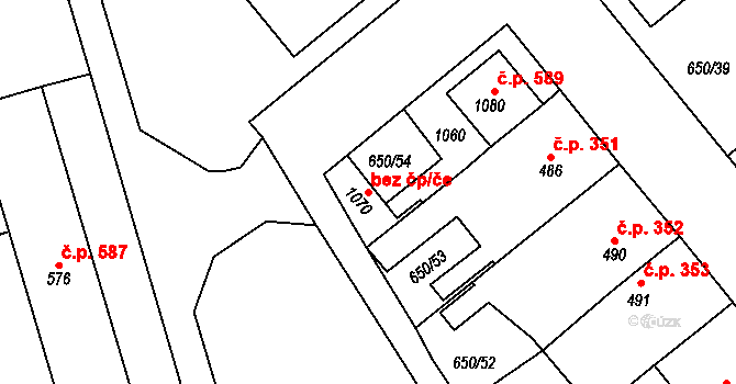 Borohrádek 43382266 na parcele st. 1070 v KÚ Borohrádek, Katastrální mapa