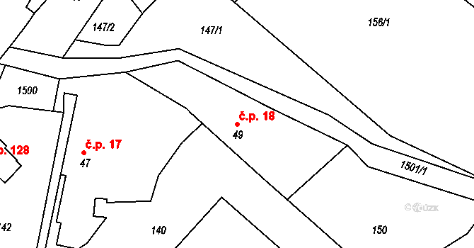 Vršovice 18 na parcele st. 49 v KÚ Vršovice u Opavy, Katastrální mapa