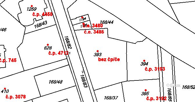 Jihlava 44516266 na parcele st. 393 v KÚ Bedřichov u Jihlavy, Katastrální mapa