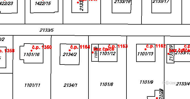 Chotěboř 44545266 na parcele st. 1101/30 v KÚ Chotěboř, Katastrální mapa