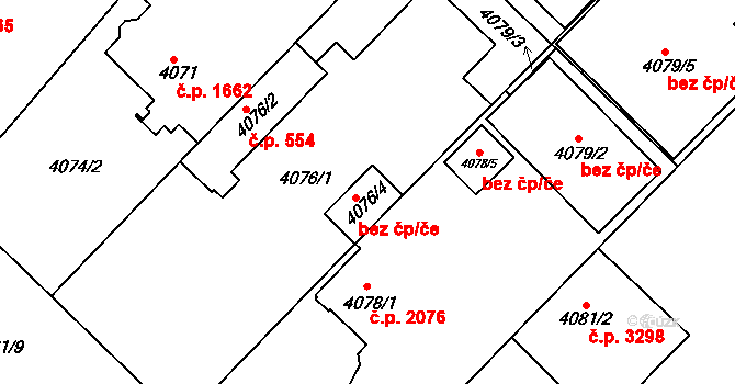 Teplice 45135266 na parcele st. 4076/4 v KÚ Teplice, Katastrální mapa