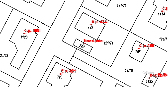 Staňkov 45245266 na parcele st. 740 v KÚ Staňkov-ves, Katastrální mapa
