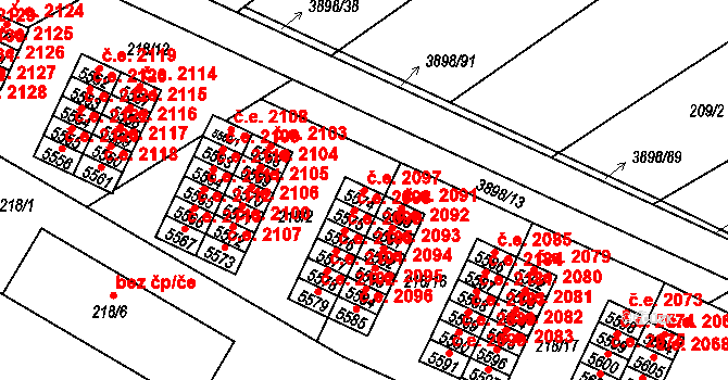 Řečkovice 2097, Brno na parcele st. 5574 v KÚ Řečkovice, Katastrální mapa