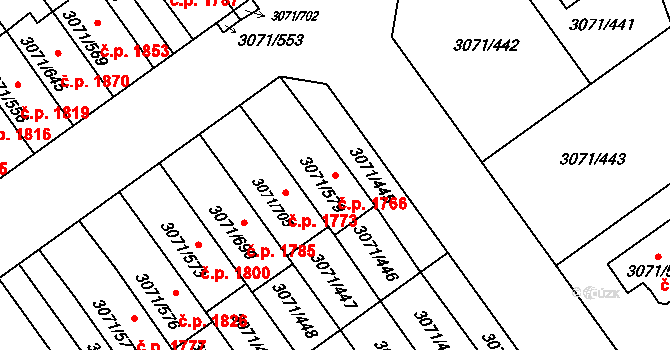 Hlučín 1766 na parcele st. 3071/579 v KÚ Hlučín, Katastrální mapa