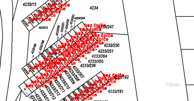 Veselí nad Lužnicí 47444266 na parcele st. 4233/251 v KÚ Veselí nad Lužnicí, Katastrální mapa