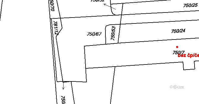 Holešov 47606266 na parcele st. 750/7 v KÚ Všetuly, Katastrální mapa