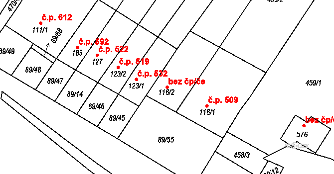 Chvalčov 48034266 na parcele st. 116/2 v KÚ Chvalčova Lhota, Katastrální mapa