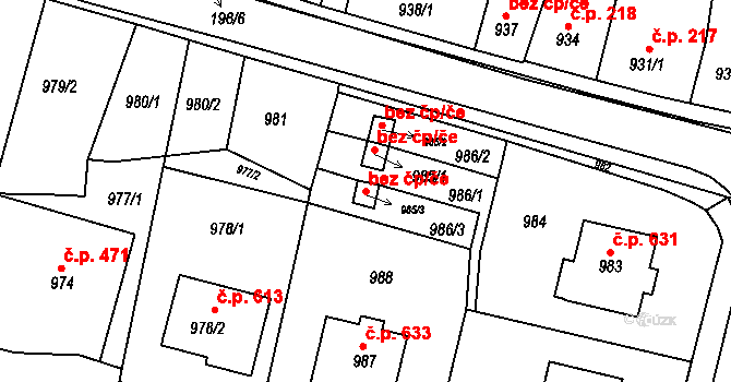 Jaroslavice 49637266 na parcele st. 985/3 v KÚ Jaroslavice, Katastrální mapa