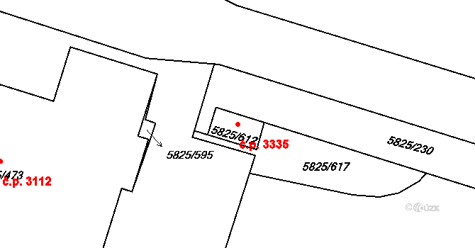 Česká Lípa 3335 na parcele st. 5825/612 v KÚ Česká Lípa, Katastrální mapa