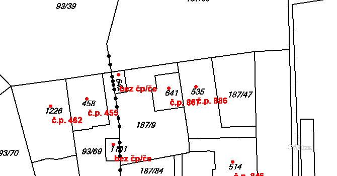 Kralupy nad Vltavou 867 na parcele st. 641 v KÚ Kralupy nad Vltavou, Katastrální mapa