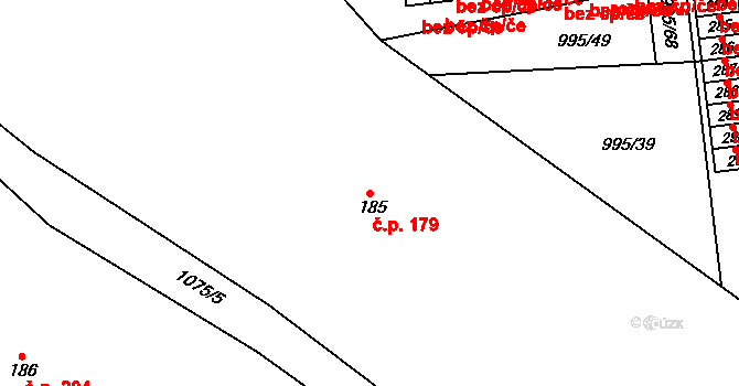 Kočí 179 na parcele st. 185 v KÚ Kočí, Katastrální mapa