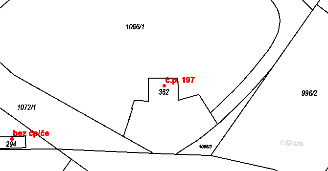 Čistá v Krkonoších 197, Černý Důl na parcele st. 382 v KÚ Čistá v Krkonoších, Katastrální mapa