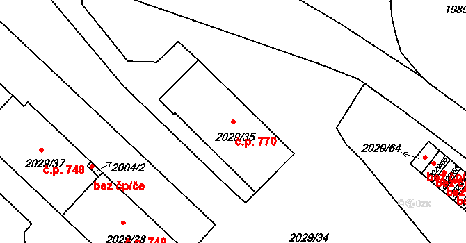 Kaplice 770 na parcele st. 2029/35 v KÚ Kaplice, Katastrální mapa