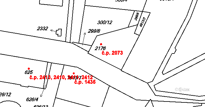 Žatec 2073 na parcele st. 2176 v KÚ Žatec, Katastrální mapa