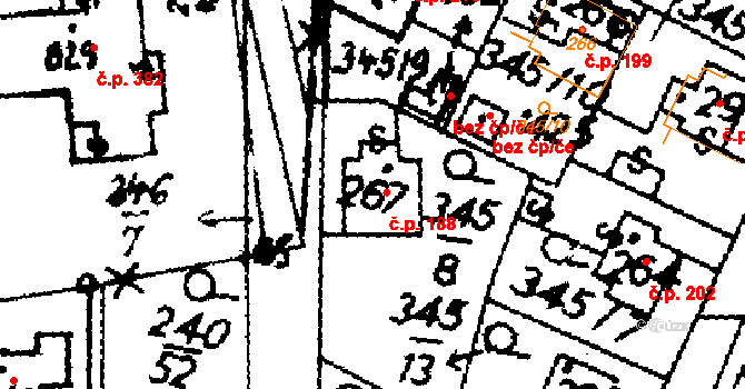 Potštejn 188 na parcele st. 267 v KÚ Potštejn, Katastrální mapa