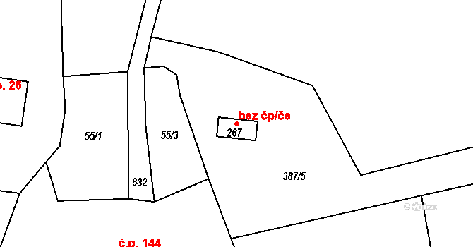 Jenčice 107224267 na parcele st. 267 v KÚ Jenčice, Katastrální mapa
