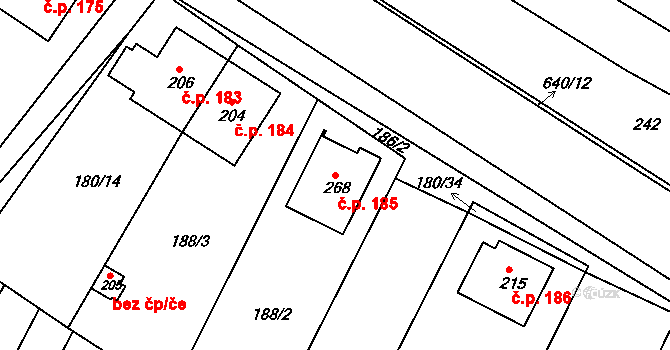 Kravsko 185 na parcele st. 268 v KÚ Kravsko, Katastrální mapa