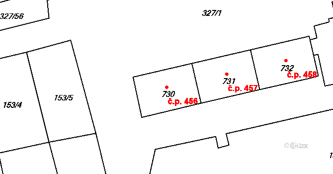 Abertamy 456 na parcele st. 730 v KÚ Abertamy, Katastrální mapa