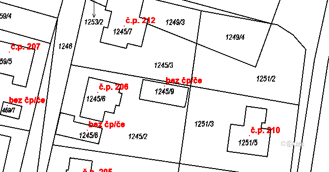 Tochovice 119641267 na parcele st. 1245/9 v KÚ Tochovice, Katastrální mapa