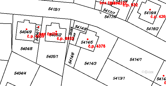 Jihlava 4376 na parcele st. 5414/5 v KÚ Jihlava, Katastrální mapa
