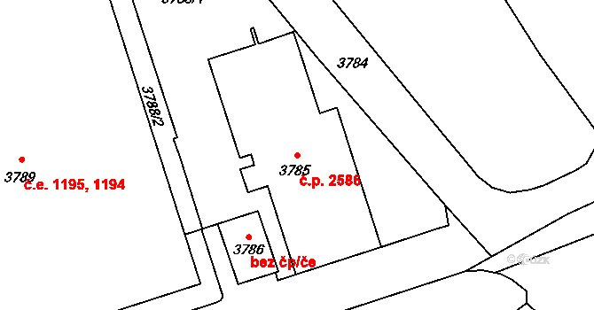 Kročehlavy 2586, Kladno na parcele st. 3785 v KÚ Kročehlavy, Katastrální mapa