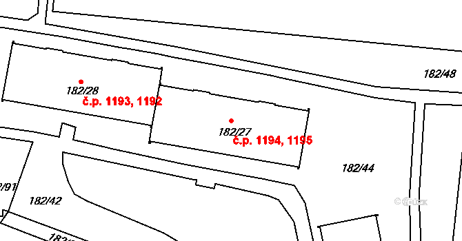 Frýdlant 1194,1195 na parcele st. 182/27 v KÚ Frýdlant, Katastrální mapa