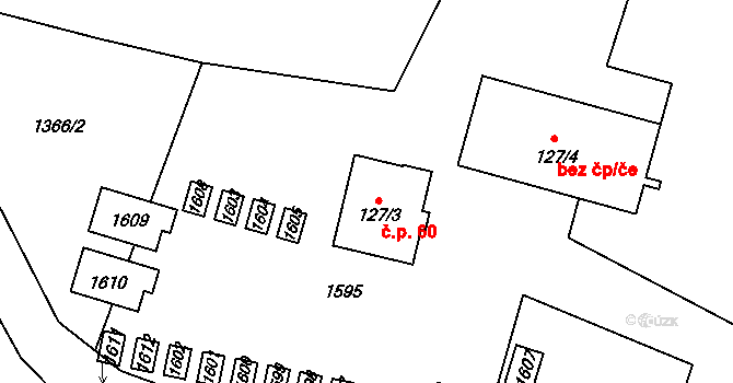 Broumov 60 na parcele st. 127/3 v KÚ Broumov u Zadního Chodova, Katastrální mapa