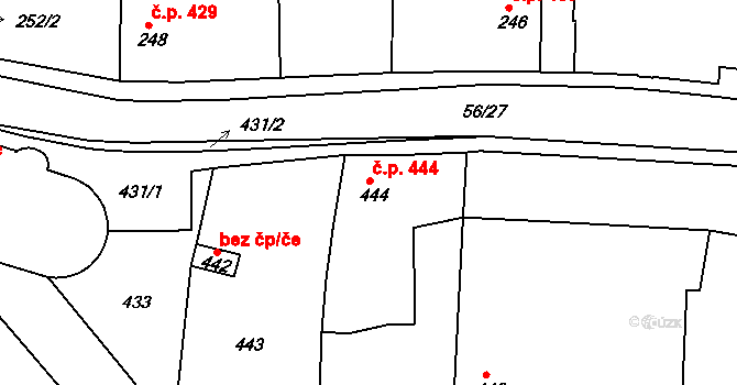 Tachov 444 na parcele st. 444 v KÚ Tachov, Katastrální mapa