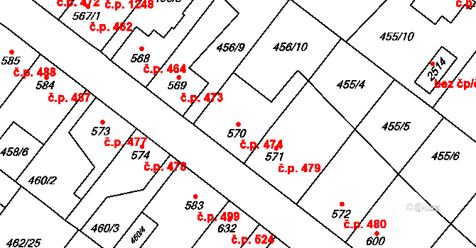 Třebechovice pod Orebem 474 na parcele st. 570 v KÚ Třebechovice pod Orebem, Katastrální mapa