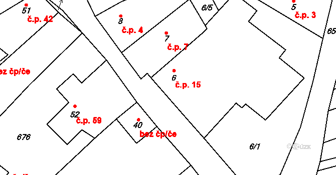 Dobkovičky 15, Velemín na parcele st. 6 v KÚ Dobkovičky, Katastrální mapa