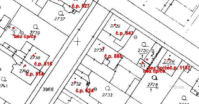 Poděbrady III 555, Poděbrady na parcele st. 2731 v KÚ Poděbrady, Katastrální mapa