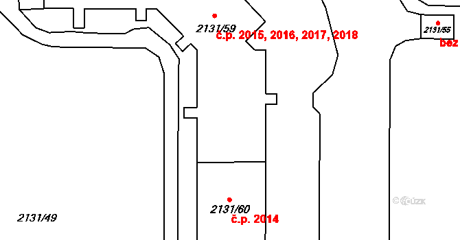 Stodůlky 2016, Praha na parcele st. 2131/59 v KÚ Stodůlky, Katastrální mapa