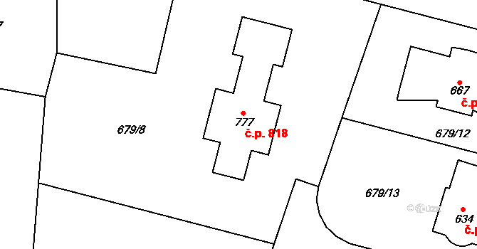 Hlubočinka 818, Sulice na parcele st. 777 v KÚ Sulice, Katastrální mapa