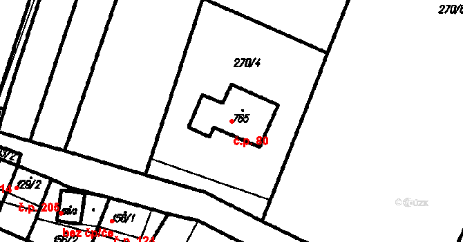 Ruprechtov 80 na parcele st. 765 v KÚ Ruprechtov, Katastrální mapa