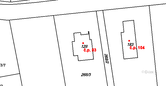 Tajanov 83, Klatovy na parcele st. 128 v KÚ Tajanov u Tupadel, Katastrální mapa