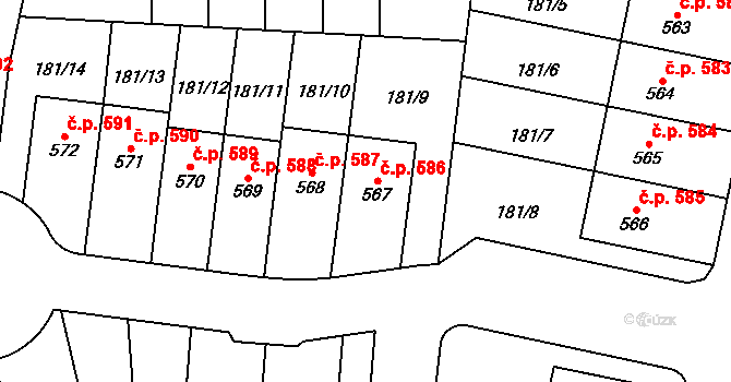 Velké Přílepy 586 na parcele st. 567 v KÚ Velké Přílepy, Katastrální mapa