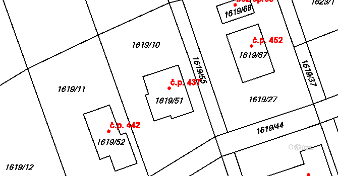 Šilheřovice 437 na parcele st. 1619/51 v KÚ Šilheřovice, Katastrální mapa