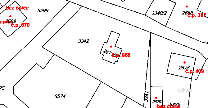 Rychnov u Jablonce nad Nisou 855 na parcele st. 2671/2 v KÚ Rychnov u Jablonce nad Nisou, Katastrální mapa